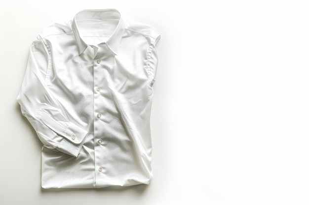 Photo a neatly folded white shirt placed on a clean light background showcasing its elegant design and crisp fabric texture for style inspiration