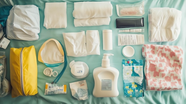 A neatly packed hospital bag with essential items for labor and delivery ar 169 v 61 Job ID 99ff0155ac024fa2b9e03ec5e8058cc7