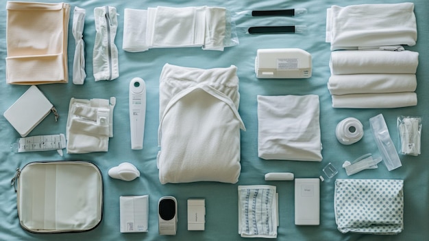 Photo a neatly packed hospital bag with essential items for labor