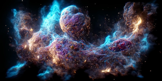 Nebula and galaxies in space 3D