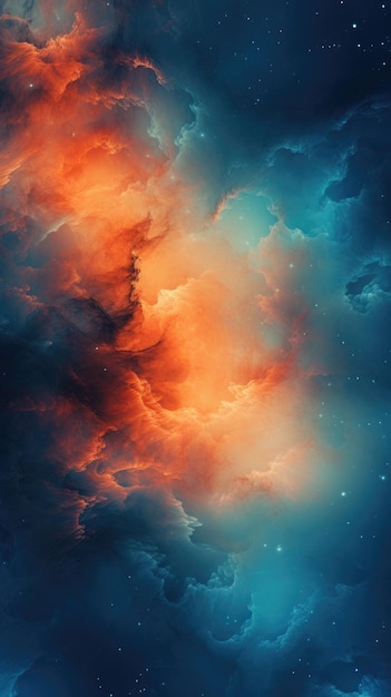 nebula space blue and orange epic film poster background