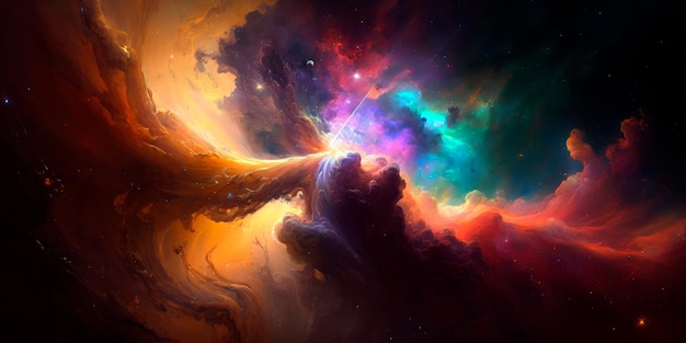 A nebula with vibrant colors and swirling gases Generative AI