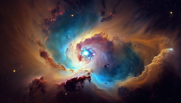 A nebula with vibrant colors and swirling gases generative ai