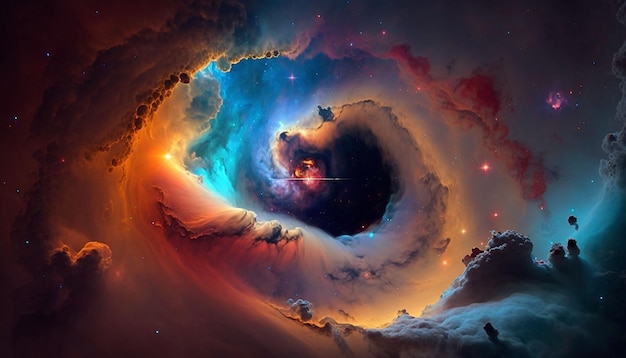 A nebula with vibrant colors and swirling gases generative ai