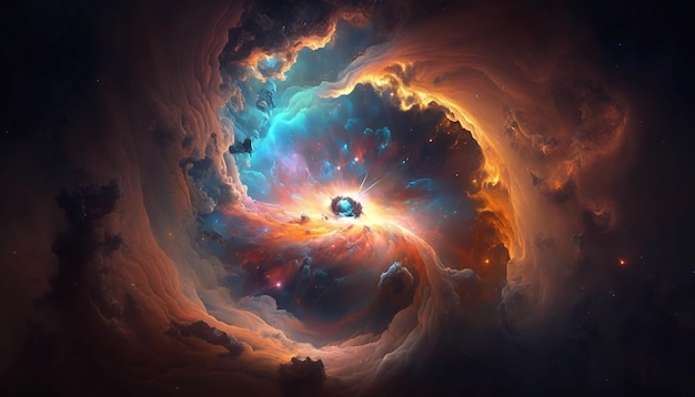 A nebula with vibrant colors and swirling gases generative ai