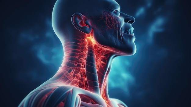 Neck discomfort related to throat inflammation