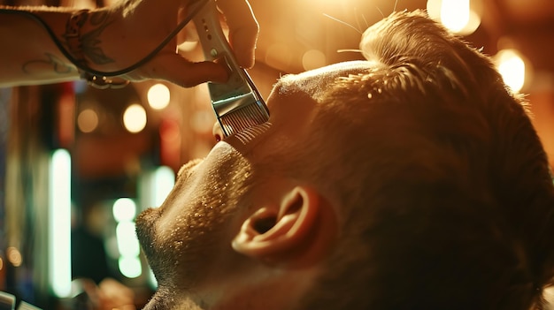 Neck trimming in barber shop