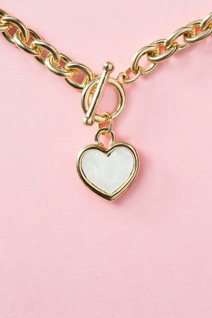 Necklace on pink background