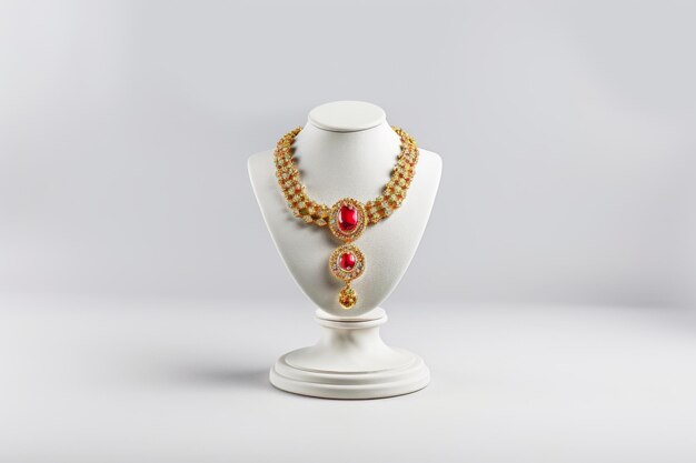 Necklace Stand Displayed On White Background