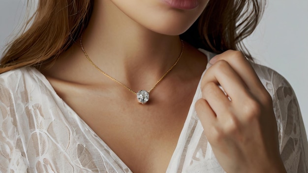 a necklace with a diamond on it