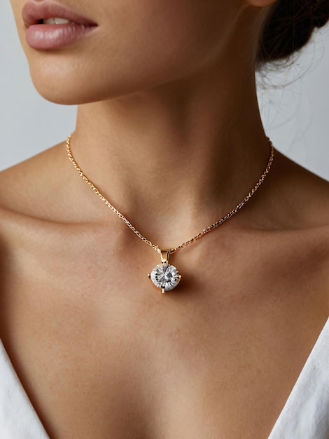 a necklace with a diamond and a pearl