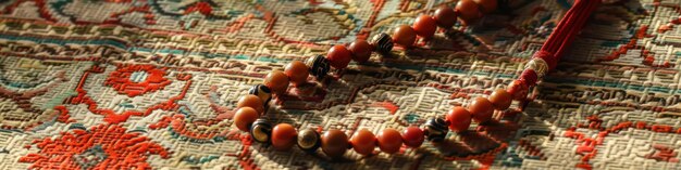 Photo a necklace with a red glass bead and a beaded necklace