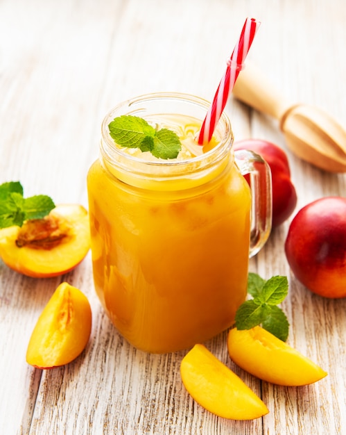 Nectarine juice with fresh fruits