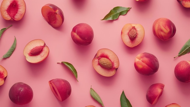 A nectarine surrounded by some nectarine slices