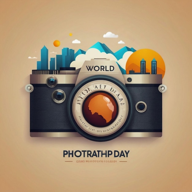 Need a Flat design world photography day concept AI Generated