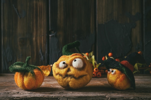 Needle felted pumpkin jack