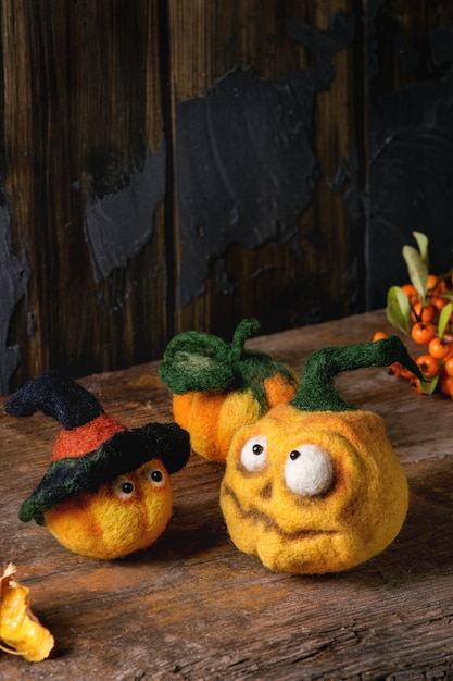 Photo needle felted pumpkin jack