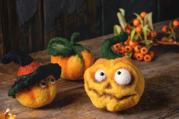 Needle felted pumpkin jack