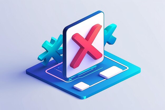 Negative result cancel error and reject concept 3d vector icon Cartoon minimal style