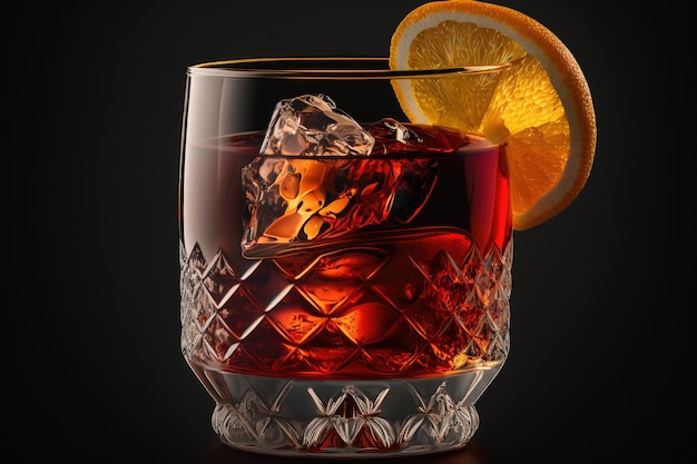 Negroni classic cocktail Illustration AI Generative