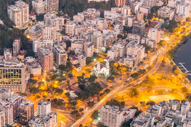 Neighborhood of humaita seen from the top of the hill of corcovado rio de janeiro, brazil.