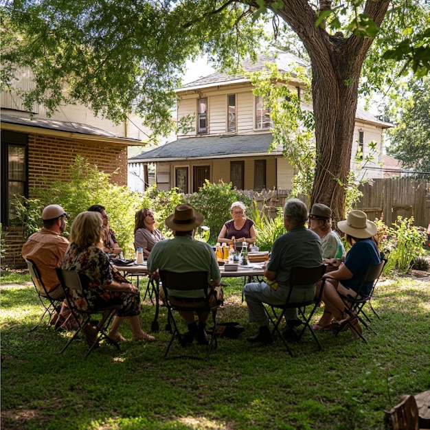 Photo a neighborhood meeting discussing the benefits of local green initiatives and community involvement