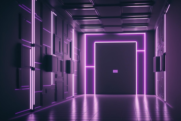 Neo cyberpunk modern room with no furniture in the future realistic lighting for movies