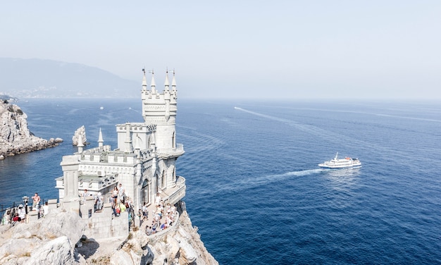 Neo gothic castle on the rock over the Black Sea