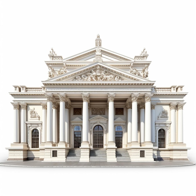 Neoclassical architecture with white background high