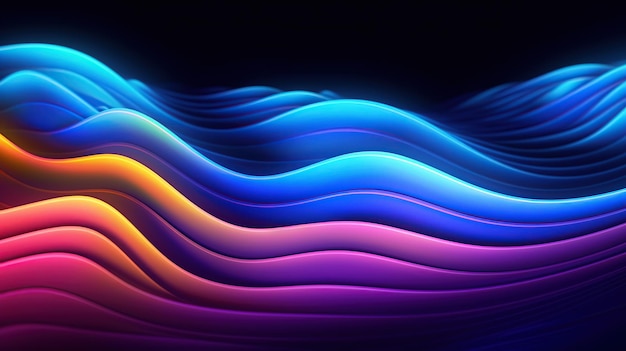 Neon 3 d background with wave A professional photography should use a high quality Generative AI