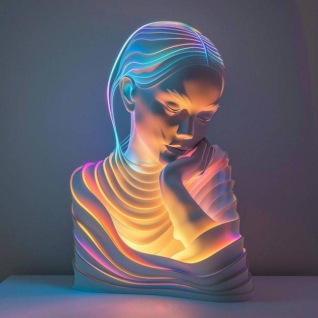 Neon 3D Glow Effect Face High Quality