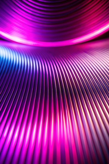 Photo neon abstract background defocused glow fluorescent illumination blur purple pink color gradient light on dark curved grooved texture overlay