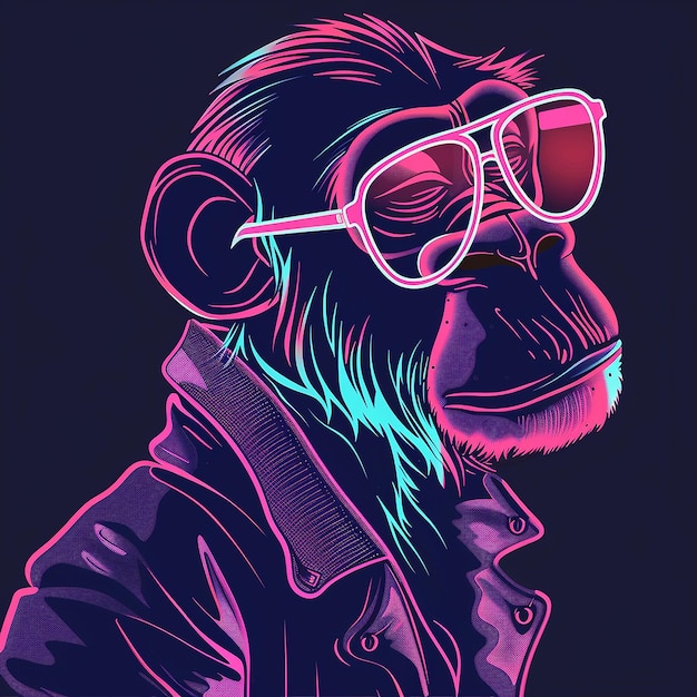 Neon Ape A Stylish Primate in the City Lights