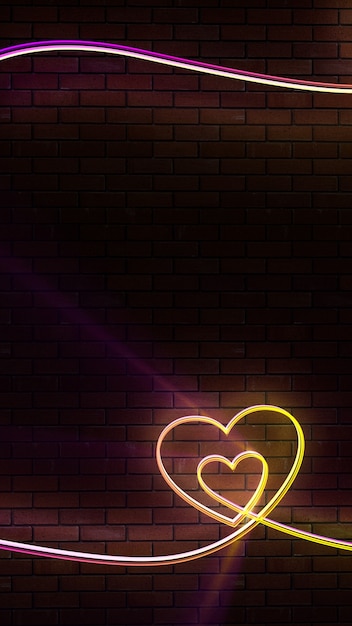 neon background, heart, bricks, club, glow, love, Valentine's Day