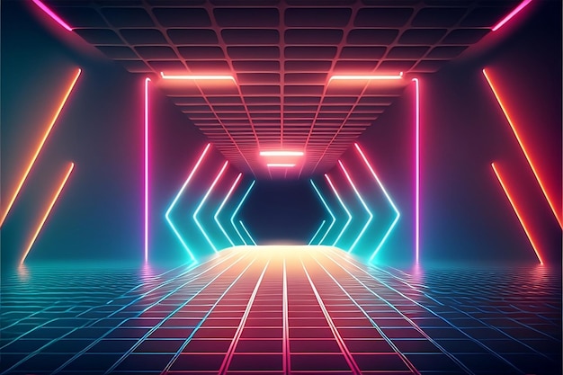 A neon background with a rectangle in the middle