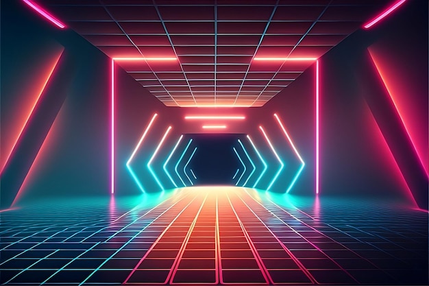 A neon background with a rectangle in the middle