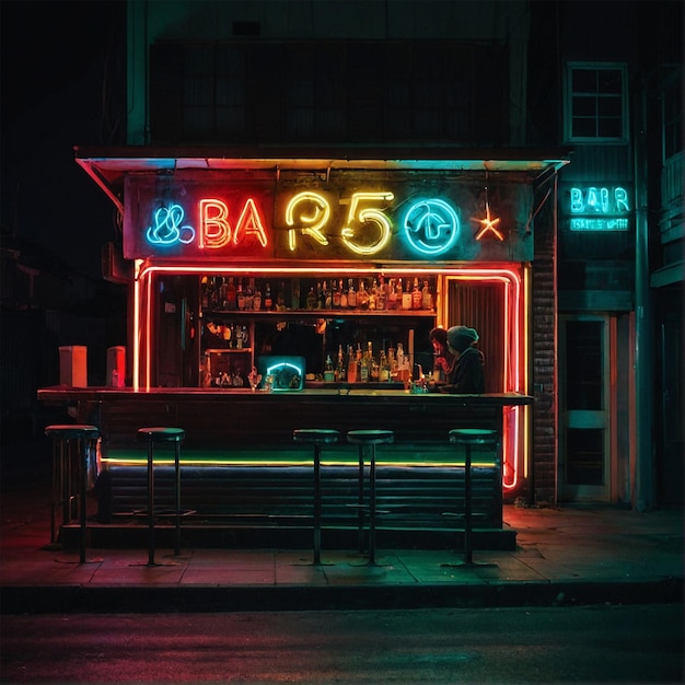 Photo neon bar city night