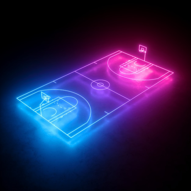 neon basketball field scheme