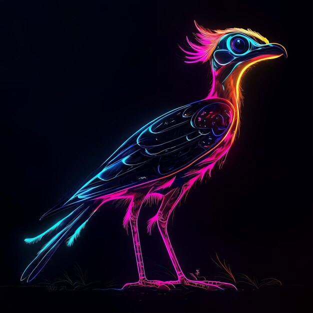 Photo neon bird illustration