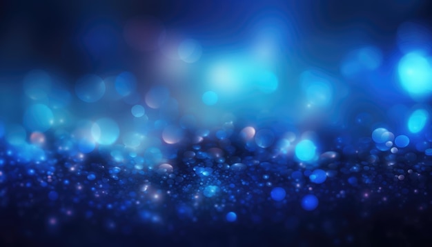 Neon Blue Abstract Light Sparkles Bokeh Background