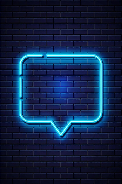 Photo neon blue text box neon bubble comment box chat icon dialogue box