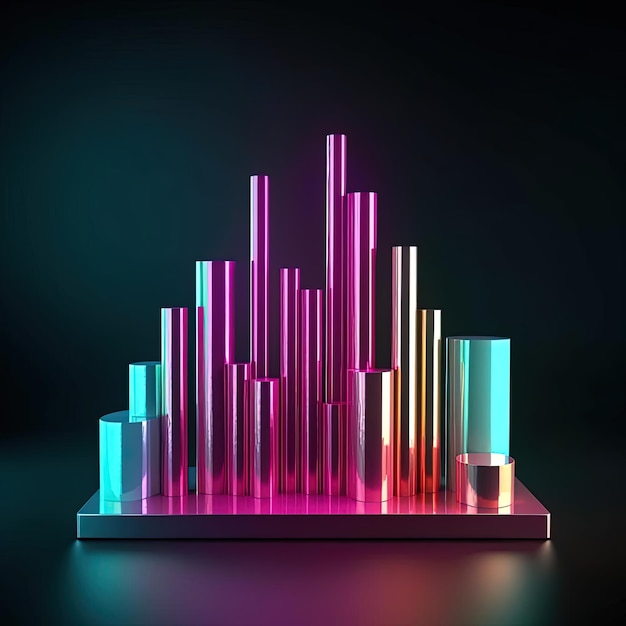 neon chart background 3d illustration