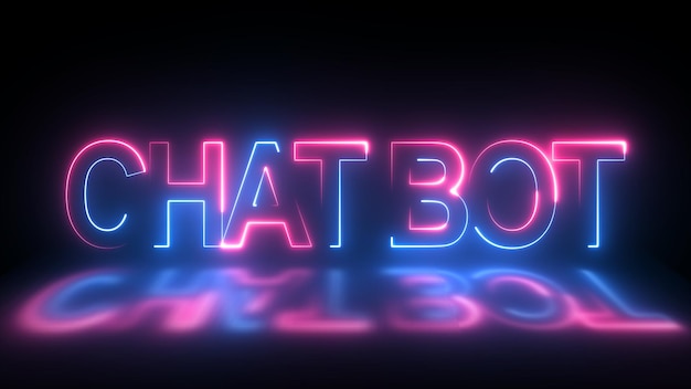 Neon ChatGPT text chatbot text against a neonlit background