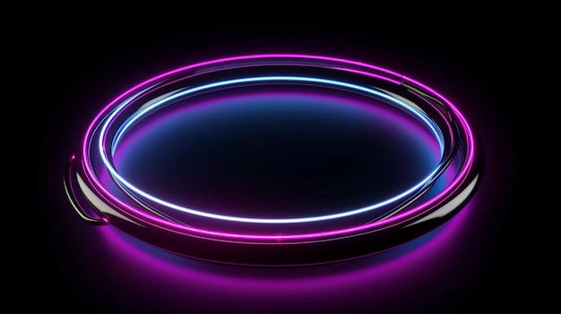 Neon circle sign vector Light and glow round frame isolated on black background