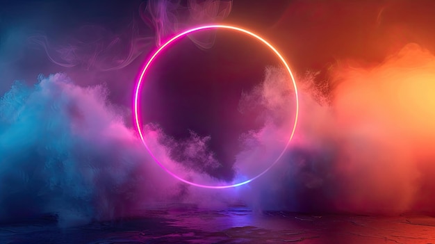 Neon Circle in Smoke