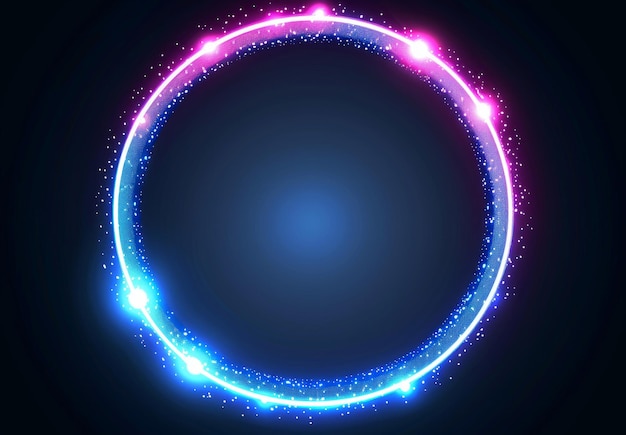 Neon Circle with Glowing Lights