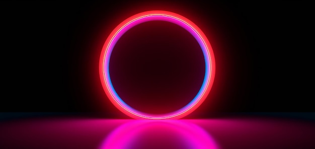 A neon circle with a red ring in the middle