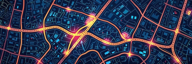 Photo neon city map illustration