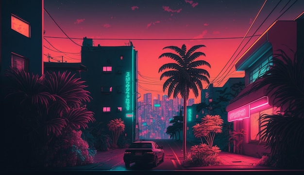 A neon city with a neon sign that says'neon city '