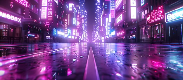 Neon Cityscape Night Rain